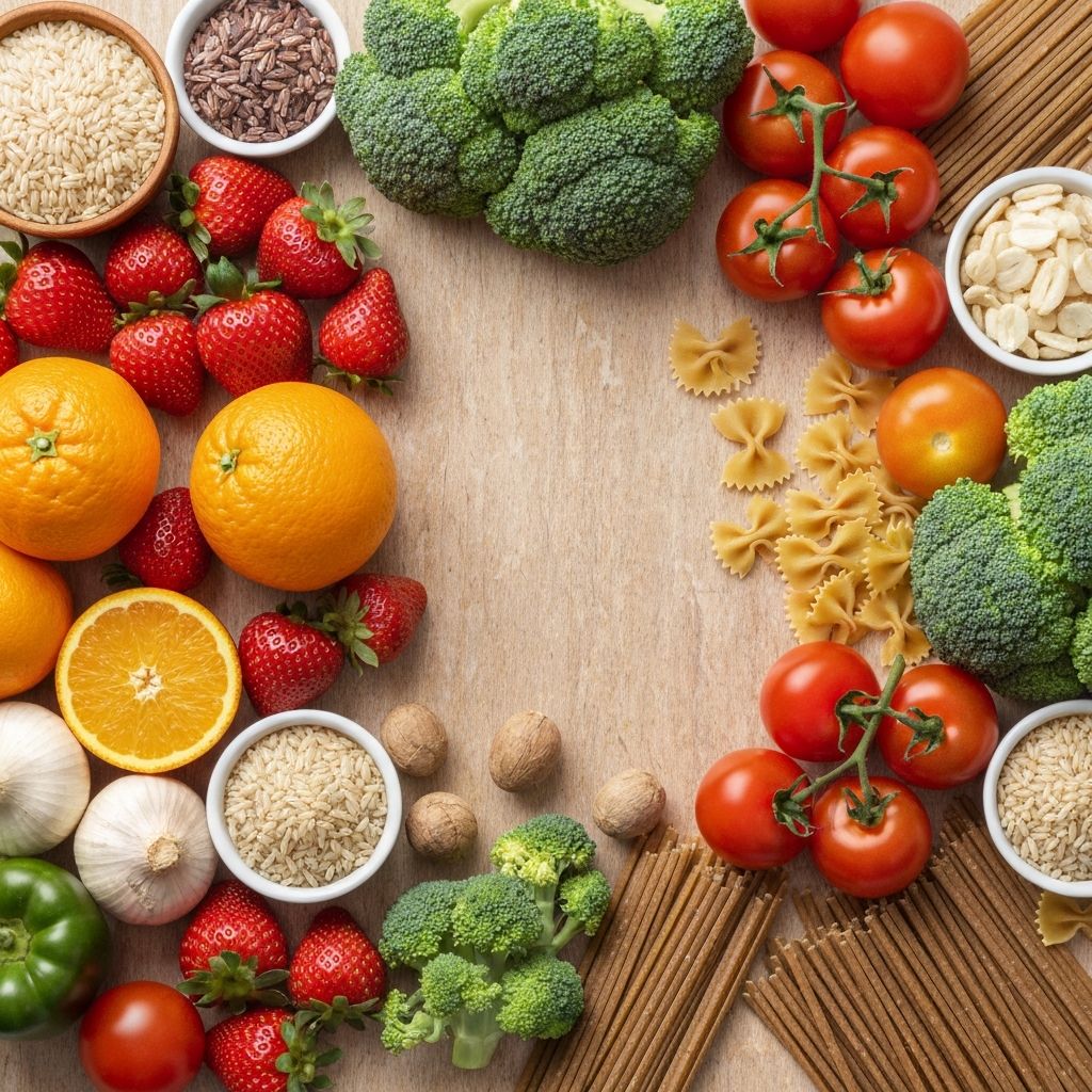 Variety of nutritious food items