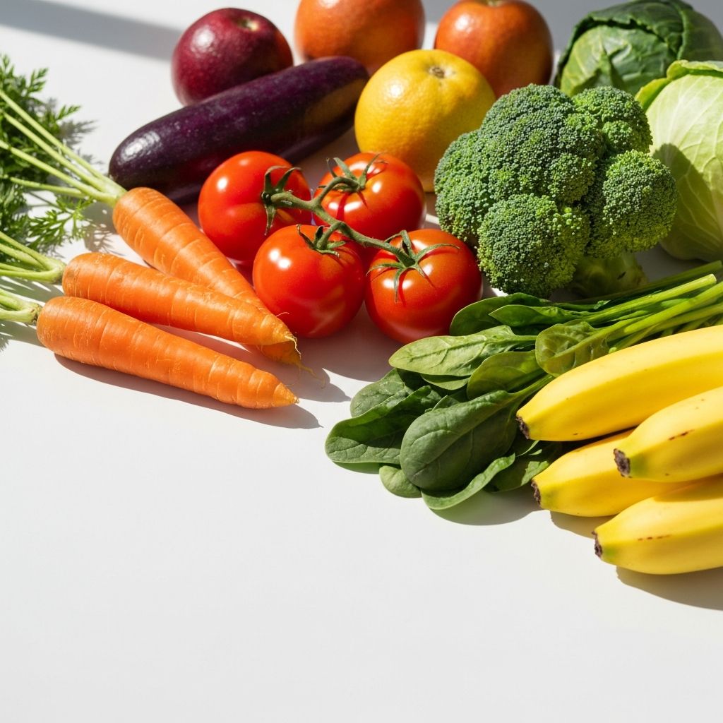 Assorted fresh vegetables and fruits